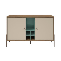 Manhattan Comfort 350632 Joy 4-Bottle Wine Buffet Stand in Blue and Off White